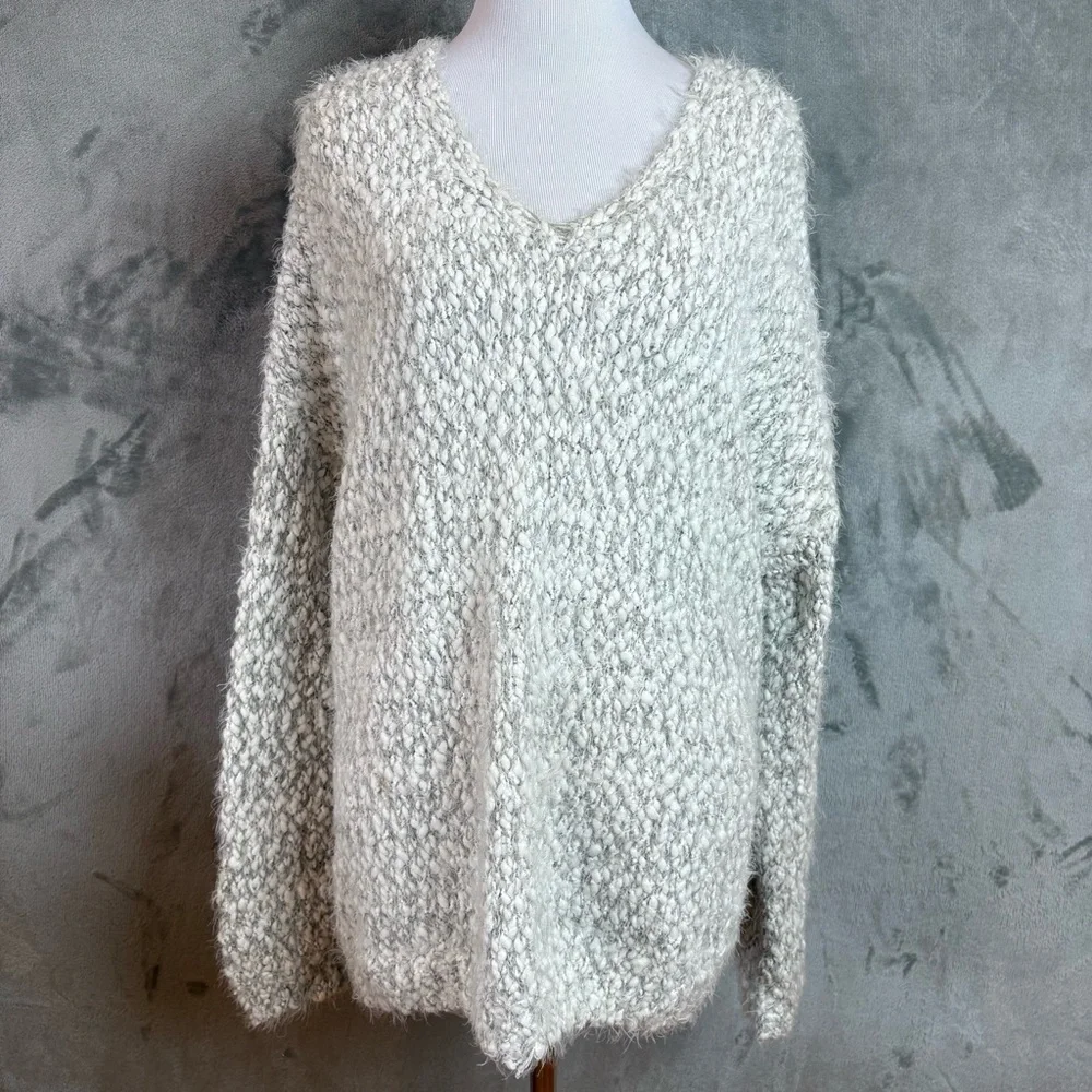 Doe & Rae Cozy Popcorn Winter Crochet Sweater Wmn’s Sz L